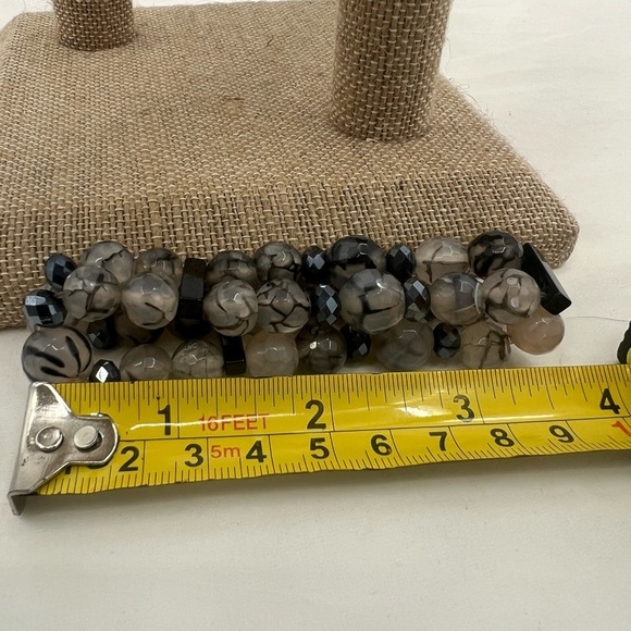 Double strand Tourmaline gemstone beaded stretch bracelet - Picture 6 of 6